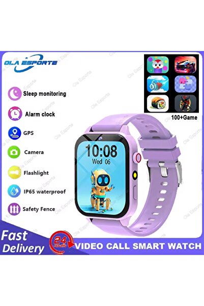 Choice ساعة ذكية للأطفال، لون بنفسجي، مزودة بأكثر من 100 لعبة، شاشة عالية الد...
