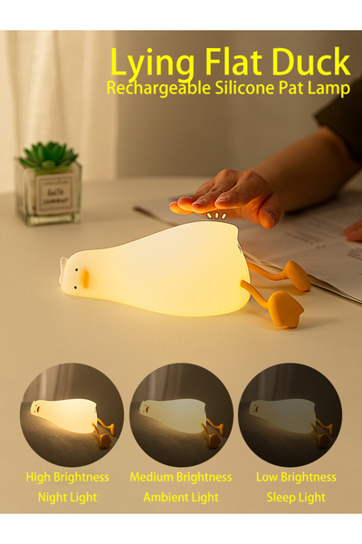 Choice Lying Flat Duck Duck Rechargeable LED Night Light Pat Silicone Lamp Be...