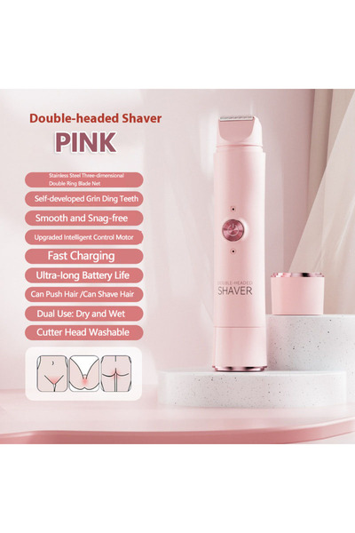 Choice جهاز إزالة الشعر الكهربائي ذو الرأسين باللون الوردي، قابل لإعادة الشحن...