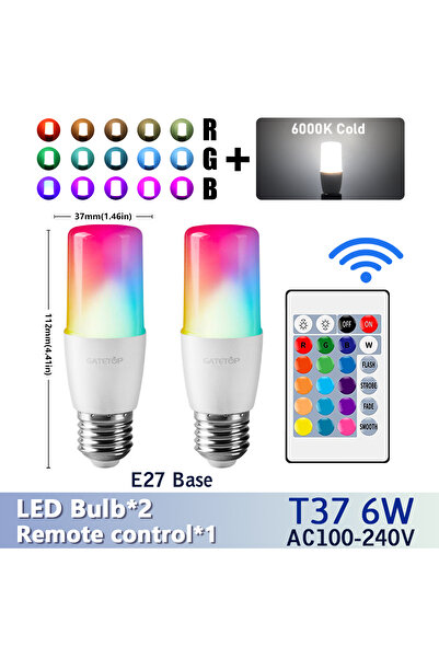 Choice AC100-240V Yes E27 6000K 2PCS E14/E27/B22 T37 RGB Bulb LED Multicolor ...