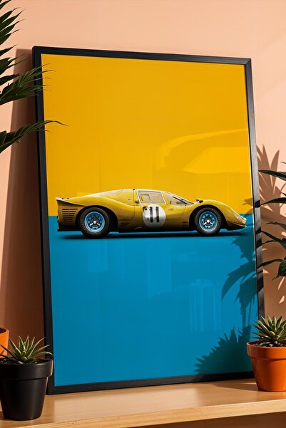 Saturn Tablou cu cadru cu mașina Ferrari 330 P4, decor pentru cameră și garaj...