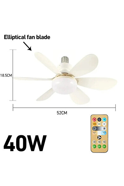 Choice مروحة سقف ذكية 2 في 1 بيضاء اللون، 40 واط، 6 شفرات، مع جهاز تحكم عن بع...