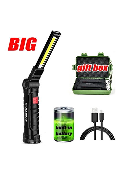 Choice مصباح يدوي كبير محمول بتقنية LED COB، قابل لإعادة الشحن عبر منفذ USB، ...