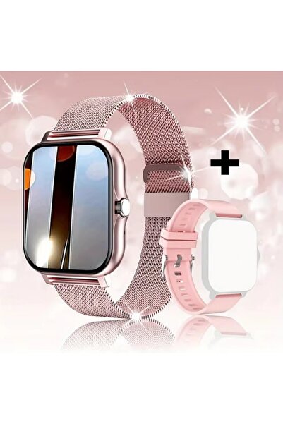 Choice ساعة ذكية جديدة بحزام شبكي وردي، متوافقة مع هواتف أندرويد وآيفون، شاشة...