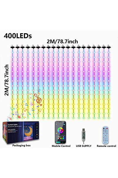 Choice أضواء ستائر ذكية جديدة USB 2x2 متر 400 ليد مع نمط يمكنك تركيبه بنفسك، ...