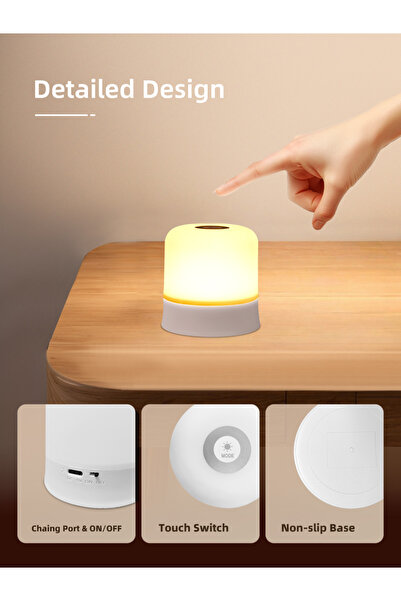 Choice 3 colors Rechargeable LED Night Light with Remote & Touch Control - RG...