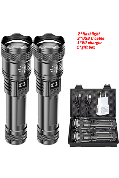 Choice Set B Rechargeable LED Flashlight Zoomable Torch with LCD Display 3 Mo...