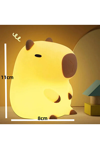 Choice مصباح ليلي على شكل كابيبارا لطيف، مقاس 8×11 سم، مصنوع من السيليكون بتص...