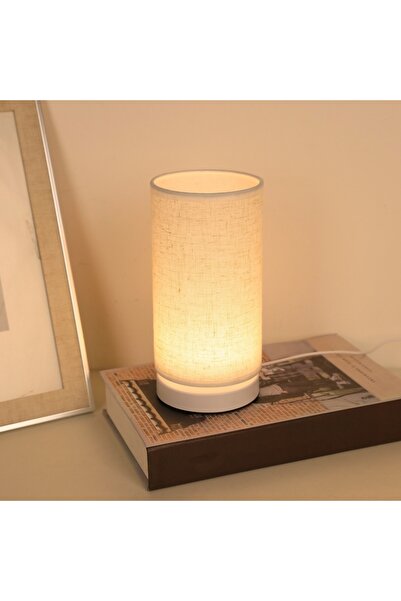 Choice مصباح مكتبي أبيض من قماش نورديك، بقوة 0-5 واط، بإضاءة دافئة تعمل بمنفذ...