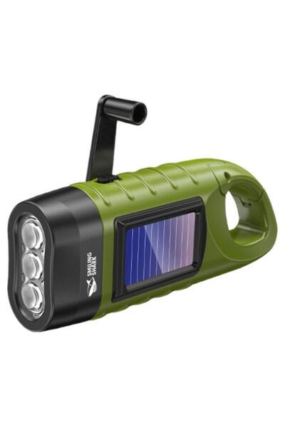 Choice مصباح يدوي محمول يعمل بالطاقة الشمسية مع ذراع تدوير يدوي، مزود بمشبك ق...