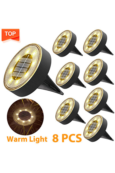 Choice Warm Light - 8 PCS IP68 Super Waterproof LED Outdoor Solar Power Groun...