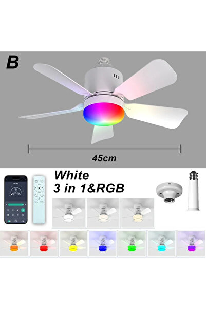 Choice B White RGB LED Ceiling Fan Light RGB Remote and APP Control Infinite ...