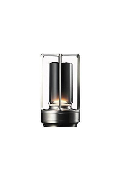 Choice مصباح طاولة LED فضي لاسلكي، مصباح مكتب معدني بتصميم كلاسيكي، قابل لإعا...