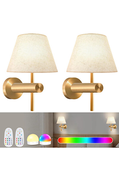 Choice Golden-2Pack Cordless Rechargeable Battery Powered Wall Lamp 12Rgb Wir...