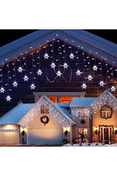 Choice زينة عيد الميلاد على شكل ندفة ثلجية بيضاء بطول 9 أمتار و162 مصباح LED،...