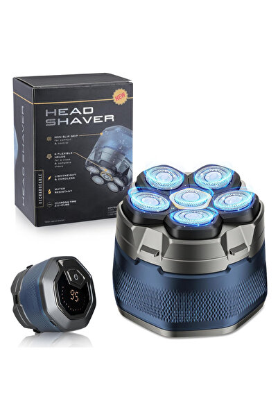 Choice Blue Tinsol Titanium Electric Head Shaver for Bald Men 6D Magnetic Raz...