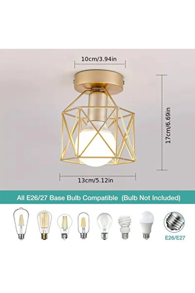 Choice مصباح سقف LED ذهبي دائري، ثريا E27، مصباح سقف صغير، إضاءة داخلية للمطب...