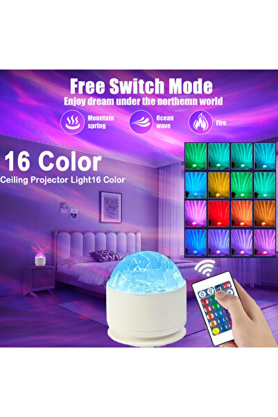 Choice مصباح ليلي LED بـ 16 لونًا، جهاز عرض أضواء الشفق القطبي الأبيض، جهاز ت...