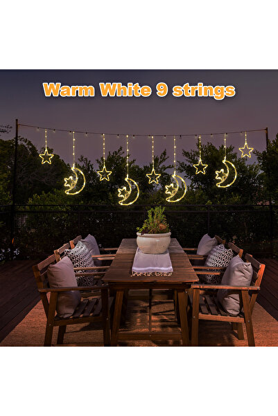 Choice WARM WHITE LED Decor Light Solar Moon Star Lights String Light Outdoor...