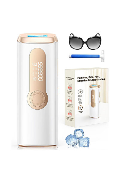 Choice24 جهاز إزالة الشعر بالليزر بتقنية IPL أبيض ثلجي، مزود بقابس أمريكي، تب...