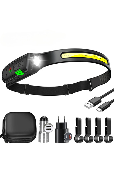 Choice مصباح رأس مزود بمستشعر LED قابل لإعادة الشحن عبر منفذ USB، مزود بطبقة ...