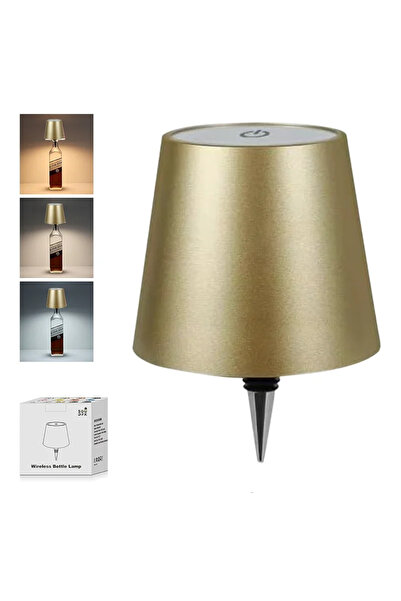 Choice مصباح طاولة ذهبي على شكل زجاجة شحن USB، تحكم باللمس، 3 ألوان، وإضاءة ل...