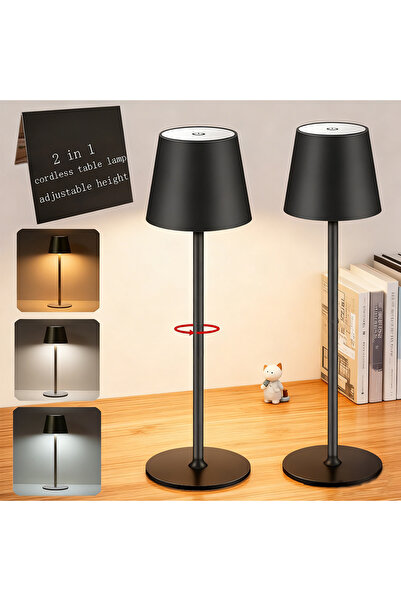Choice 3 Colors Black Body Cordless Table Lamps USB Rechargeable Lamp 3 Color...