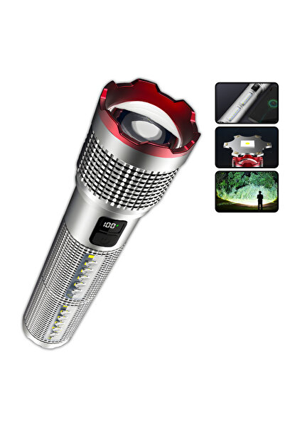 Heinast مصباح يدوي ZOOM S21 عالي الطاقة بتقنية LED، قابل لإعادة الشحن عبر منف...