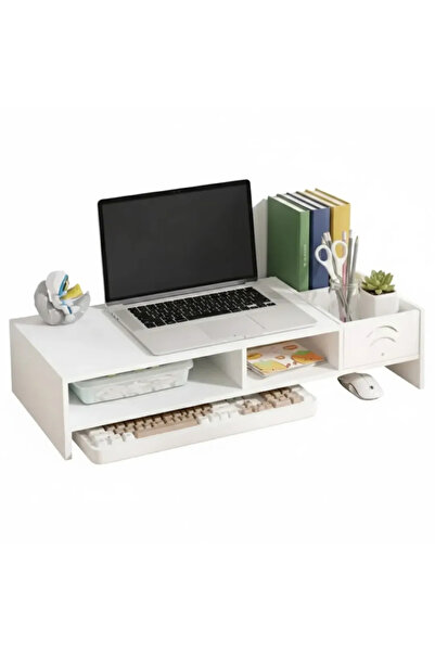 genernic Desktop Laptop Stand & Organizer Shelf, Multi-Compartment Monitor Ri...