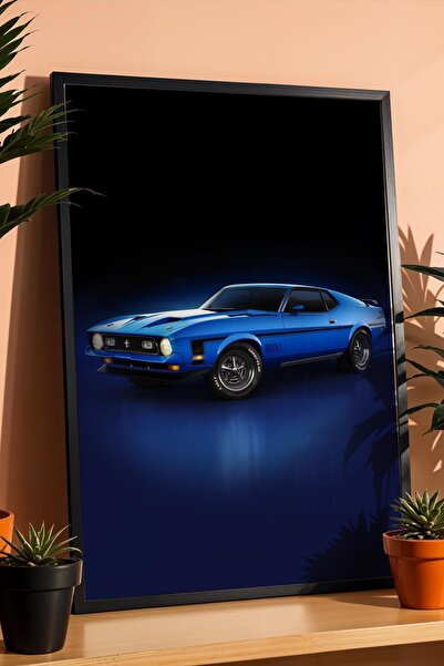 Saturn 1971 Ford Mustang Mach 1 Tablou înrămat Decor de perete modern cu mași...