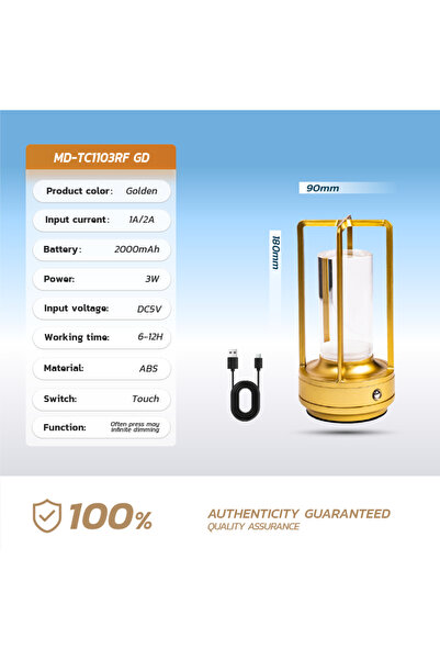 Choice Gold LED crystal table lamp Plastic Rechargeable touch night lamp Bedr...