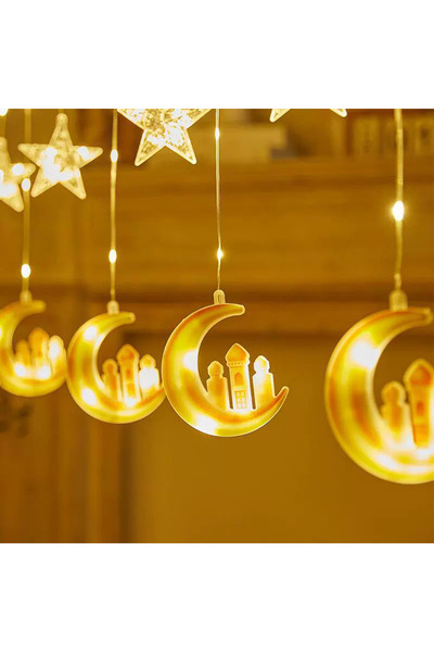 Choice 3M Warm white 1 LED Ramadan indoor moon castle leather curtain light, ...