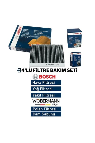 Wöbermann +Bosch Citroen C-Elysee 1.5 Bluehdi Filtre Bakım Seti 2018-2024 4KP...