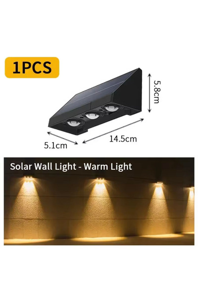 Choice 3 beads Solar Wall Lamp Outdoor Waterproof Warm White Fence Light Sola...