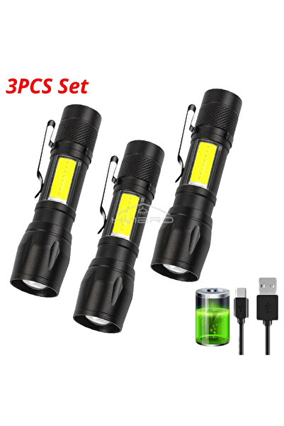 Choice 3 مصابيح يدوية صغيرة LED قابلة لإعادة الشحن، محمولة، شحن USB، ضوء COB ...