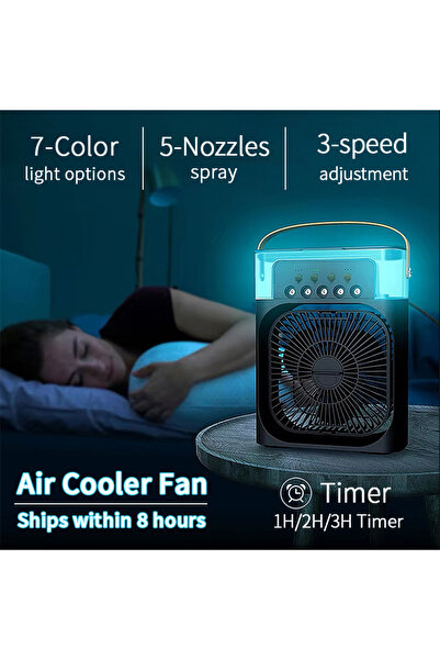 Choice مروحة جديدة سوداء 3 في 1، مكيف هواء منزلي صغير، مبرد هواء، ضوء ليلي LE...