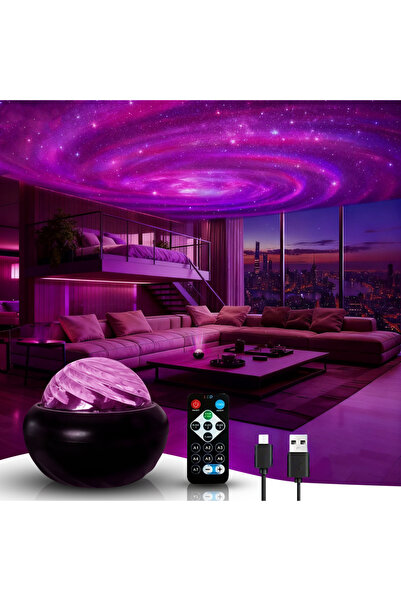 Choice جهاز عرض ضوئي LED أسود بنجوم متلألئة، يعمل بمنفذ USB، مثالي لغرفة النو...