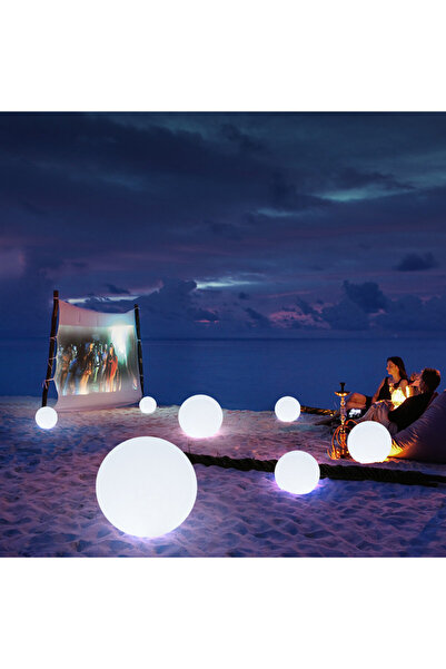 Choice مصباح كروي RGBW مع جهاز تحكم عن بعد، قطره 25 سم، مقاوم للماء، مزود بإض...