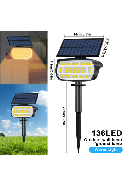 Choice4 4PCS 136 LED Warm White 136 LED Solar Spot Landscape Lights Outdoor W...
