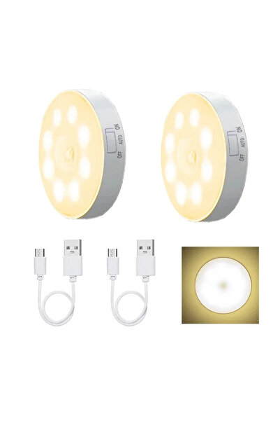 XIWANGFIRE Warm 2PCS Motion Sensor Light USB Rechargeable Night Light LED Lam...
