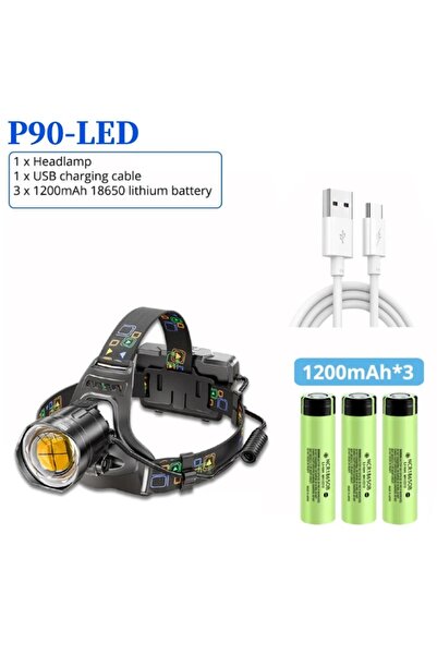 choice2 مصباح أمامي LED قابل لإعادة الشحن P90 (أكثر سطوعًا) الأقوى، مزود بخرز...