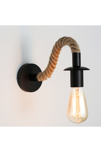 Choice Without bulb Black B Vintage Hemp Rope Wall Lamp Wood Wall Lamp E27 11...