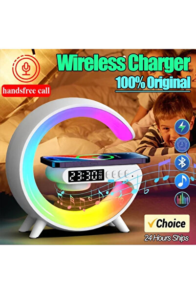 Choice مكبر صوت وشاحن لاسلكي أسود اللون من نوع G Atmosphere مزود بإضاءة ليلية...