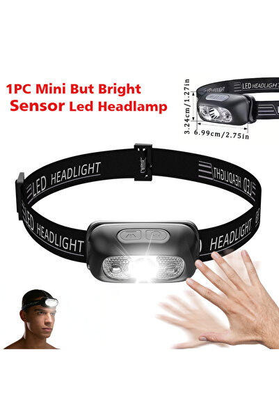 Choice5 مصباح رأس قابل لإعادة الشحن عبر منفذ USB مزود بمستشعر LED، مصباح يدوي...