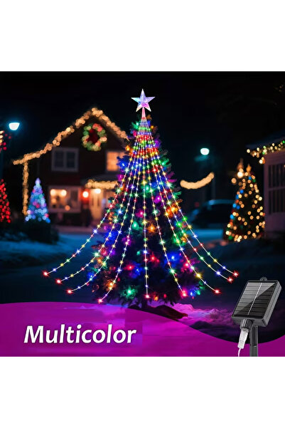 Choice 2M Solar Powered Multicolor 1PC Five-pointed Star Waterfall Lights USB...