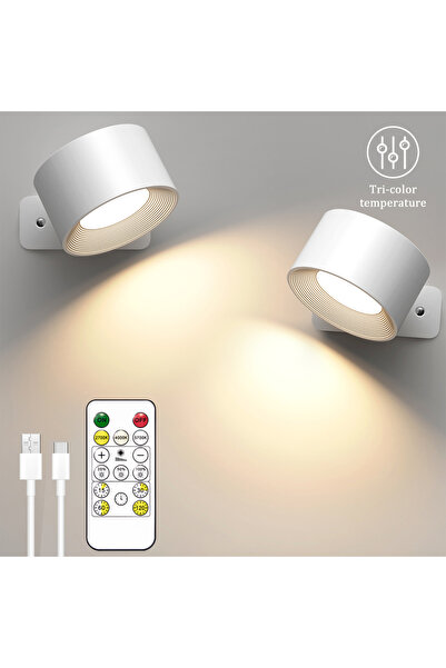 aiopp 2pcs white LED Magnetic Wall Sconce Lights, USB Rechargeable Wall Mount...