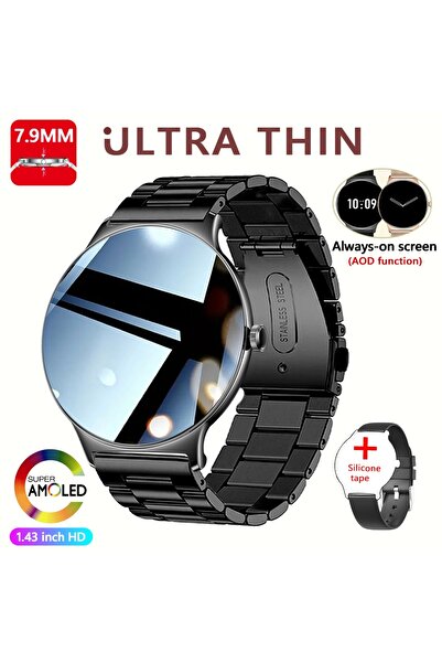 Choice ساعة ذكية جديدة من الفولاذ الأسود، إصدار 2026، فائقة النحافة، بسماكة 7...