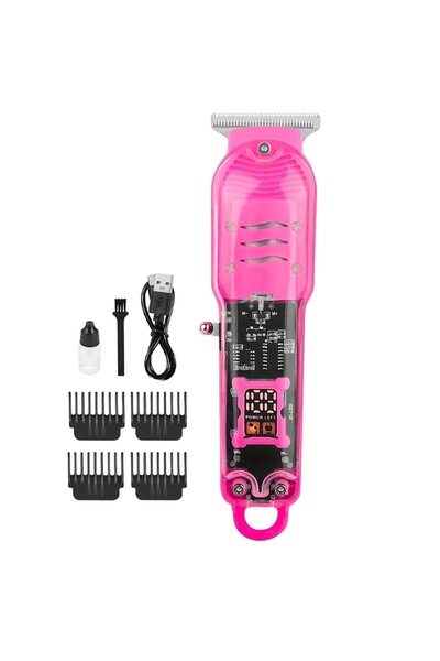 Choice ماكينة حلاقة شعر كهربائية شفافة حمراء، ماكينة تشذيب احترافية قابلة لإع...