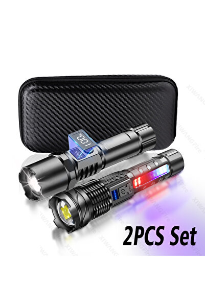 Heinast 2PCS Set High Power LED Flashlight Telescopic Zoom Emergency Torch Li...