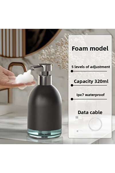 Choice موزع صابون سائل أوتوماتيكي أسود رغوي سعة 320 مل، 5 مستويات ضبط، قابل ل...